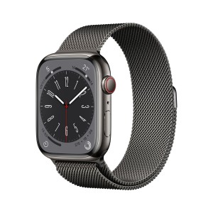 Apple Watch Series 8 GPS + Cellular 45mm Graphite Stainless Steel Case with Graphite Milanese Loop MNKX3KH/A